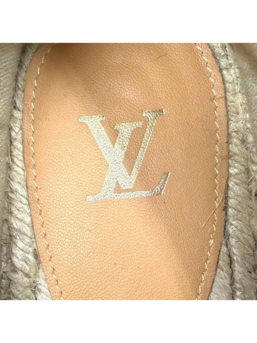 Louis Vuitton Leather Monogram Logo Embroidery Espadrilles Slip Ons Navy 8.5